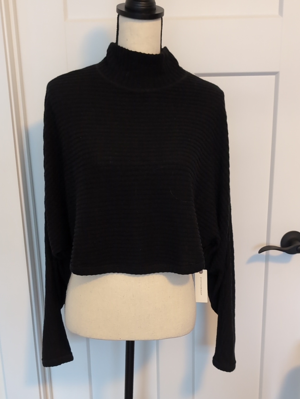 Pilcro Black Ribbed Mock Neck Sweater